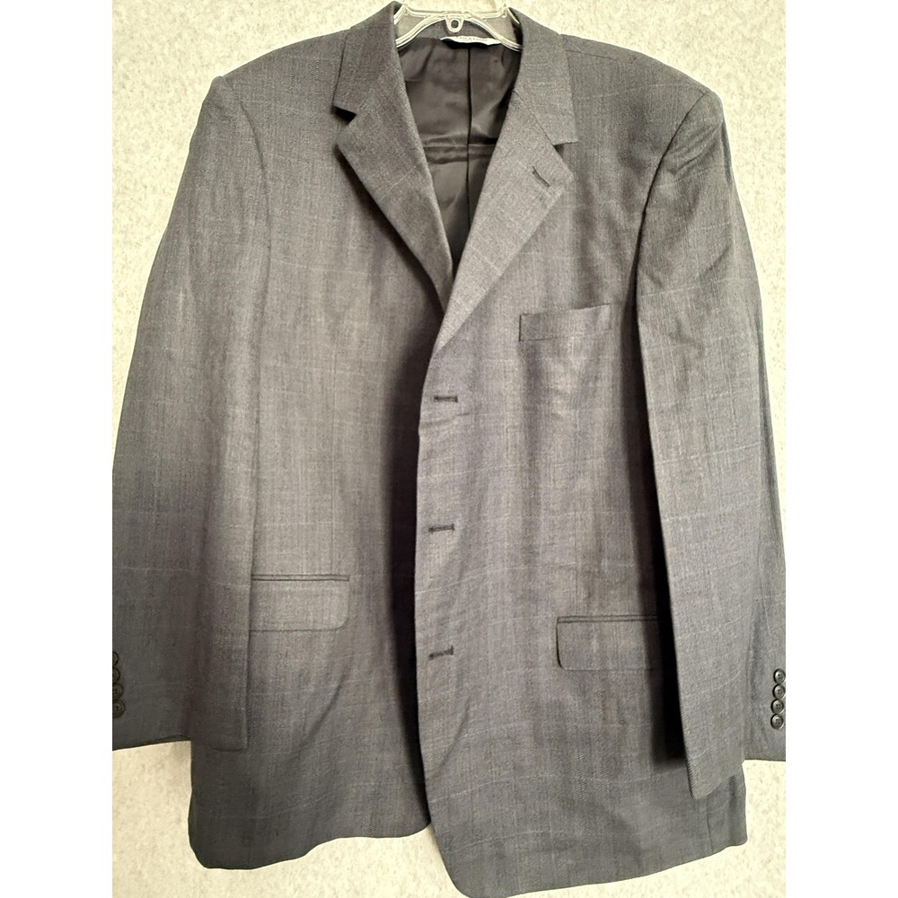 Linea Uomo Blazer Sport Coat Mens 48L Gray‎ Wool Herringbone Long Jacket